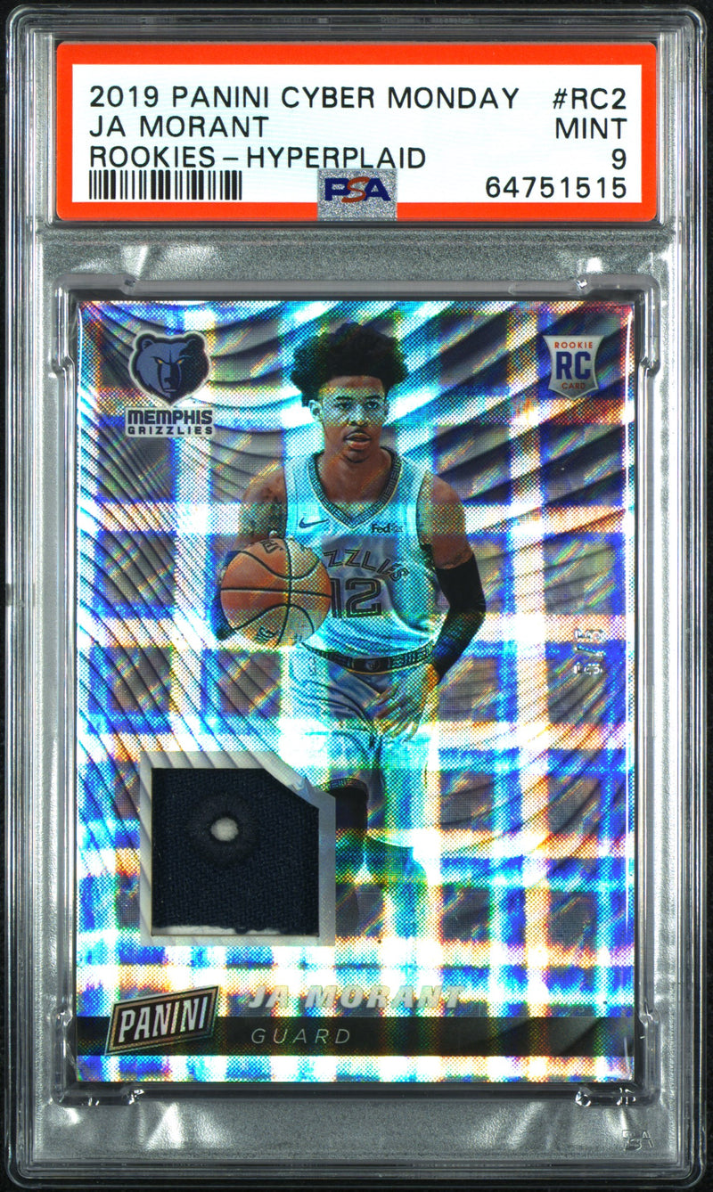 PSA 9 Ja Morant 2019 Panini #RC2 Cyber Monday Hyperplaid #5/5 Rookie Card Memphis Grizzlies
