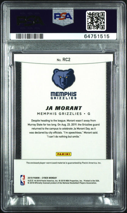 PSA 9 Ja Morant 2019 Panini #RC2 Cyber Monday Hyperplaid #5/5 Rookie Card
