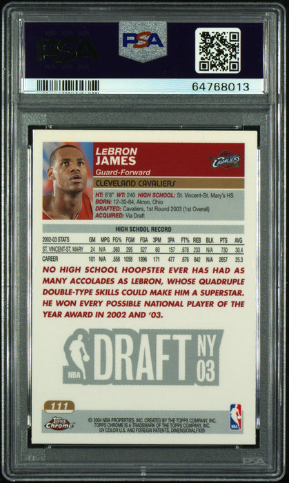 PSA 9 LeBron James 2003 Topps Chrome #111 Rookie Card