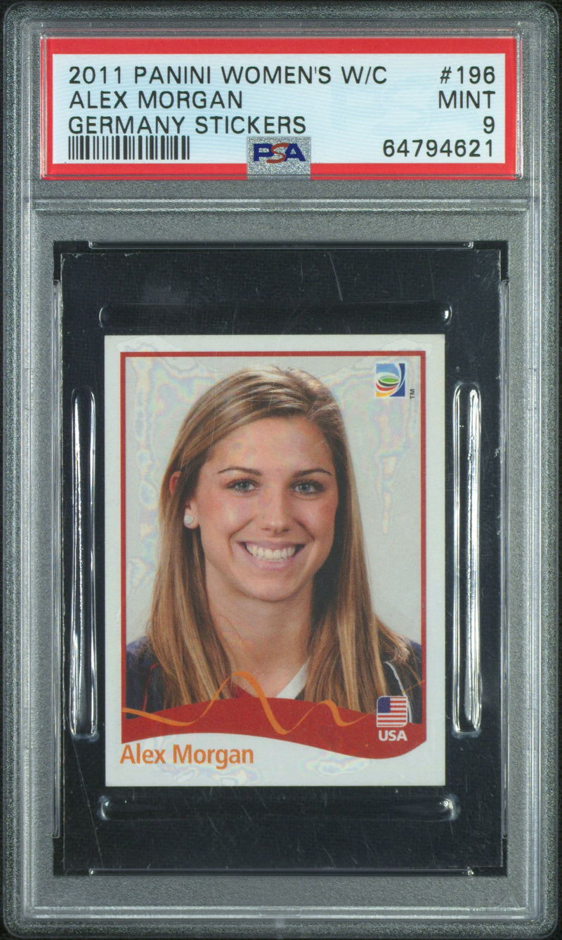 PSA 9 Alex Morgan 2011 Panini Women's World Cup #196 Germany Stickers Rookie Card San Diego Wave