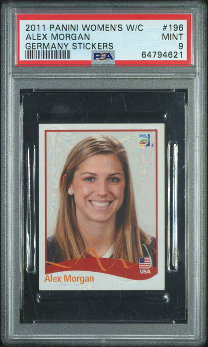 PSA 9 Alex Morgan 2011 Panini Women's World Cup #196 Germany Stickers Rookie Card
