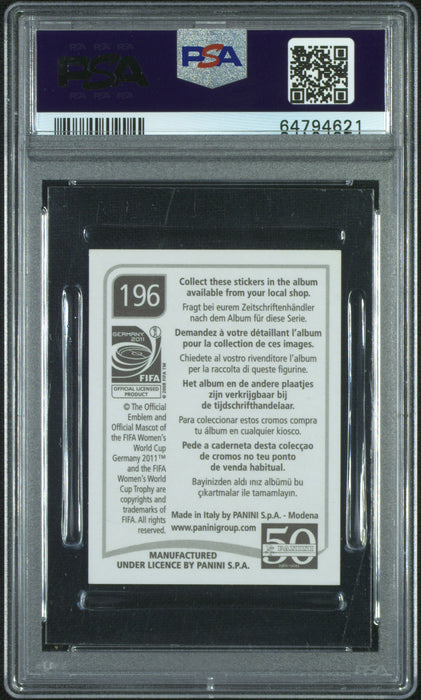 PSA 9 Alex Morgan 2011 Panini Women's World Cup #196 Germany Stickers Rookie Card