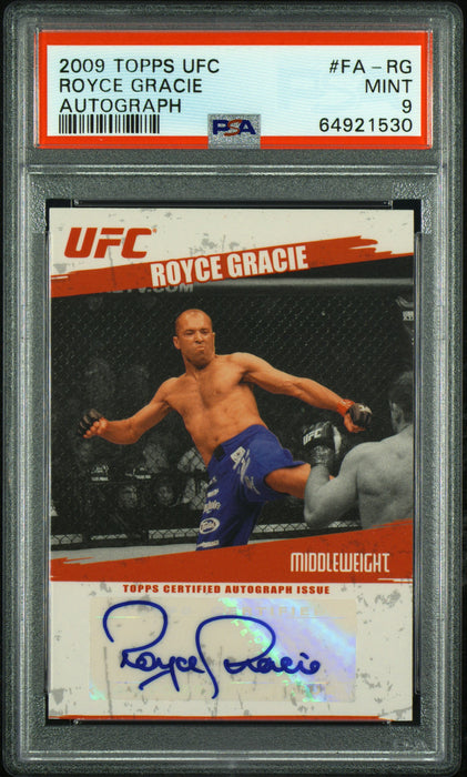 PSA 9 Royce Gracie 2009 Topps UFC #FA-RG Autograph Rookie Card