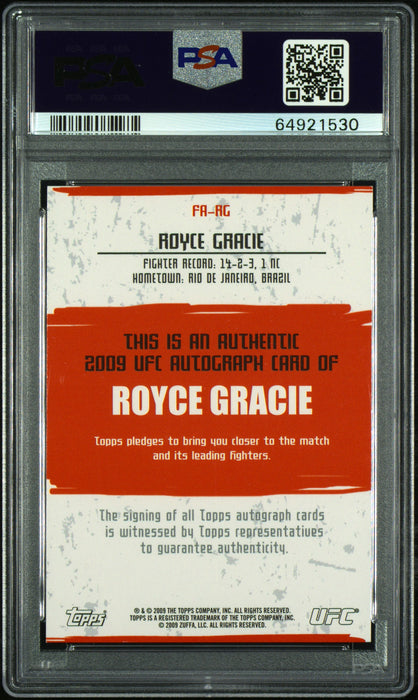 PSA 9 Royce Gracie 2009 Topps UFC #FA-RG Autograph Rookie Card