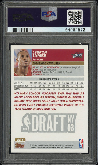 PSA 8 LeBron James 2003 Topps #221 Collection Rookie Card