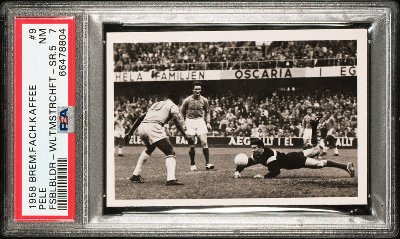 PSA 7 Pele 1958 Bremer Fachring Kaffee #9 Weltmeistershaft Rookie Card Brazil