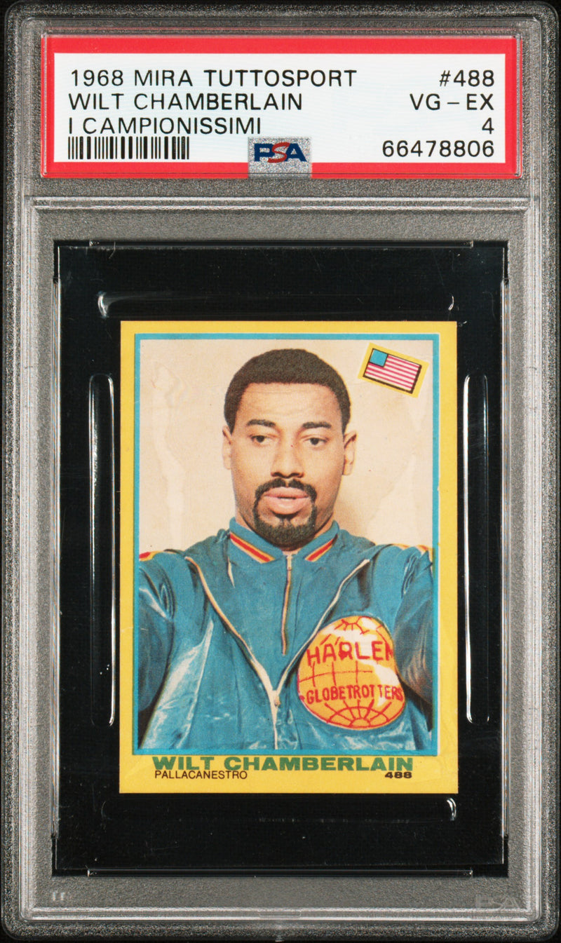 PSA 4 Wilt Chamberlain 1968 Mira Tuttosport #488 Campionissimi Rare Trading Card Globetrotters