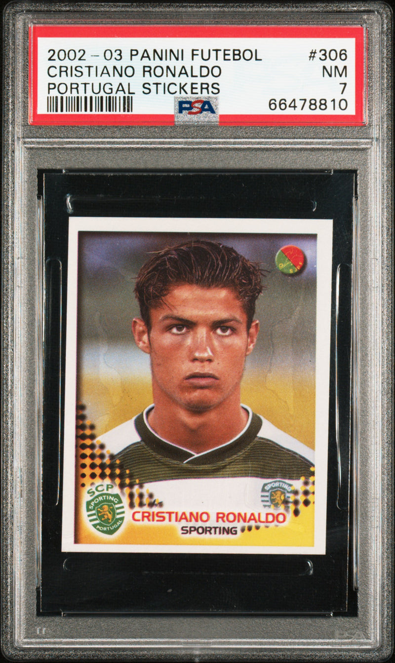 PSA 7 Cristiano Ronaldo 2002 Panini Futebol #306 Sticker Rookie Card Al-Nassr