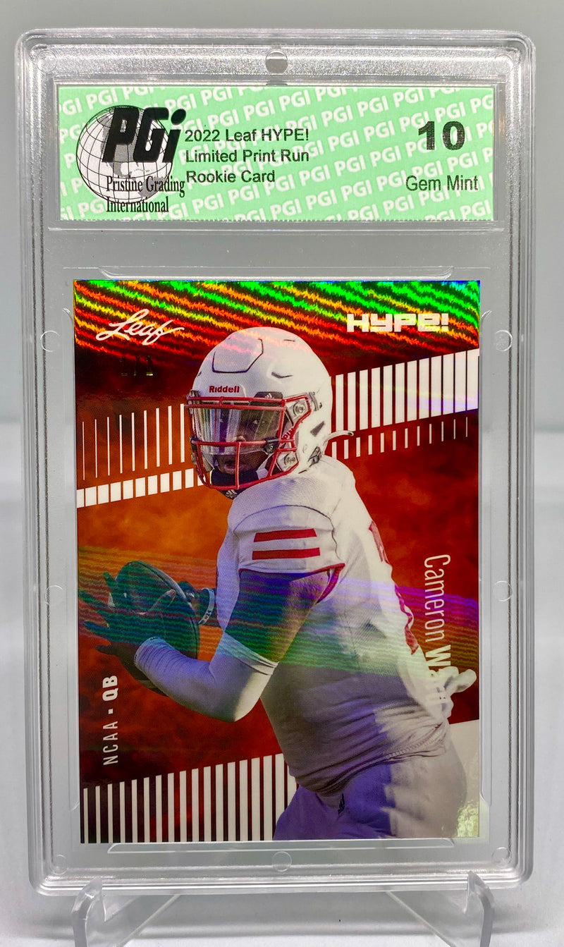 Cam Ward Rookie Card Tennessee PGI 10 Gem Mint Football Trading Card 2022 Leaf HYPE! #78 White Shimmer 1 of 1