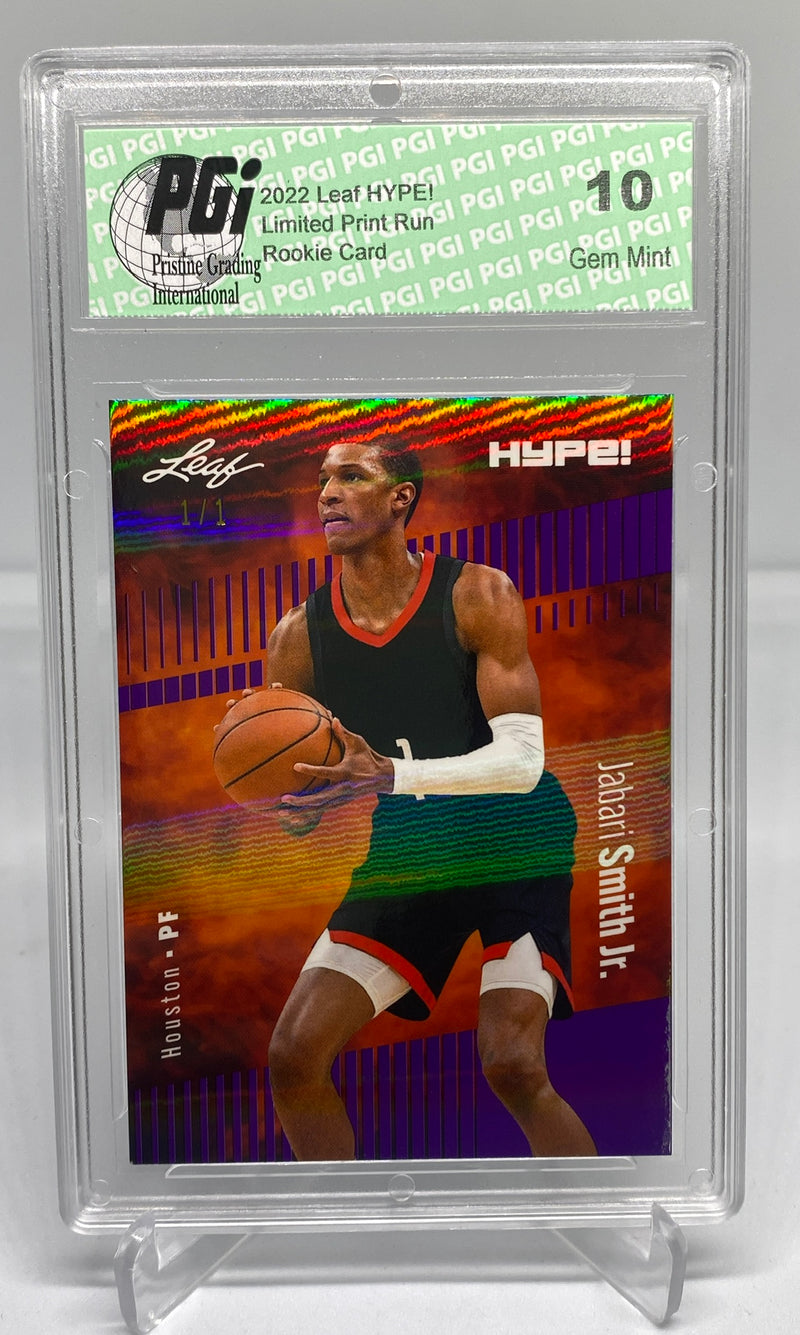 Jabari Smith Jr. 2022 Leaf HYPE! #76 Purple Shimmer 1 of 1 Rookie Card PGI 10