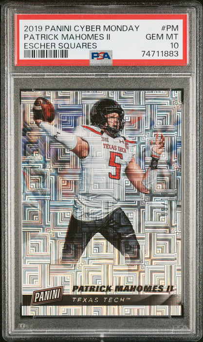 PSA 10 Patrick Mahomes II 2019 Panini #PM Cyber Monday Escher Squares #8/10 Rare Trading Card