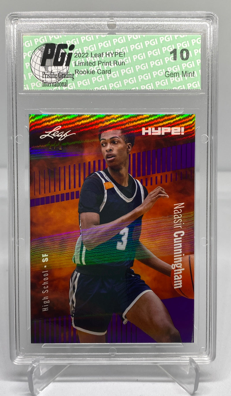 Naasir Cunningham 2022 Leaf HYPE! #73 Purple Shimmer 1 of 1 Rookie Card PGI 10