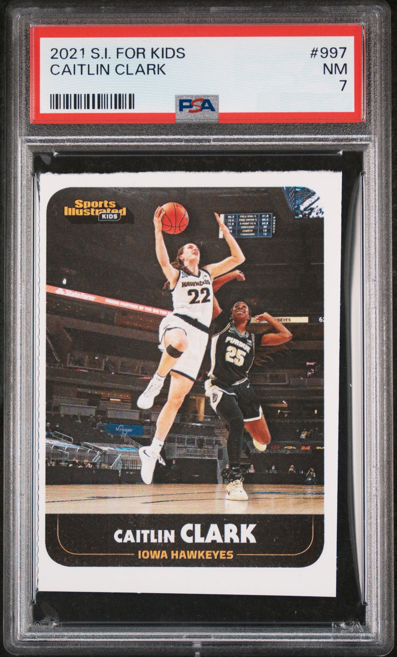 PSA 7 NM Caitlin Clark 2021 S.I. for Kids #997 Rookie Card Iowa Hawkeyes SI