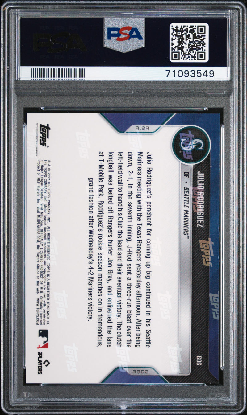 PSA 9 Julio Rodriguez 2022 Topps Now #606 Gold 1/1 Rookie Card Seattle Mariners
