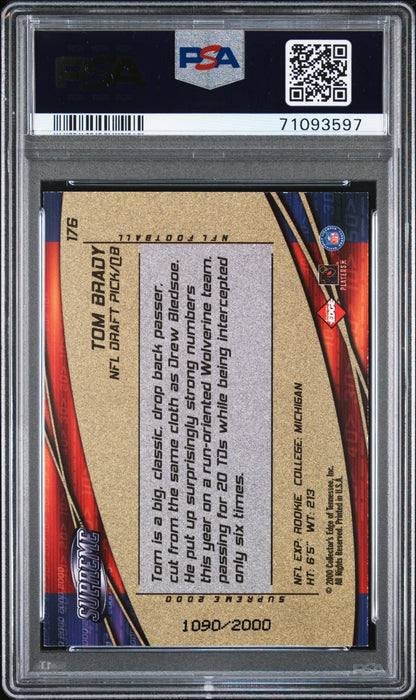 PSA 7 Tom Brady 2000 Edge Supreme #176 Rookie Card #1090/2000