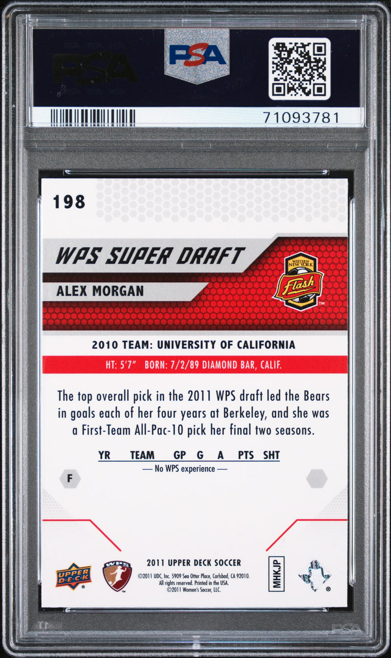 PSA 10 Alex Morgan 2011 Upper Deck MLS Super Draft #198 Rookie Card