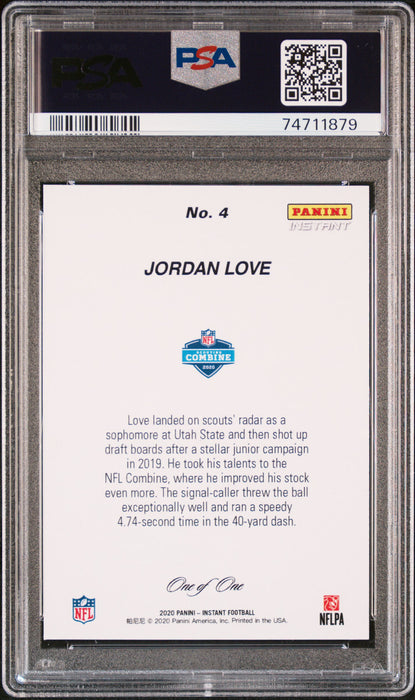 PSA 6 Jordan Love 2020 Panini Instant #4 Combine Black 1/1 Rookie Card