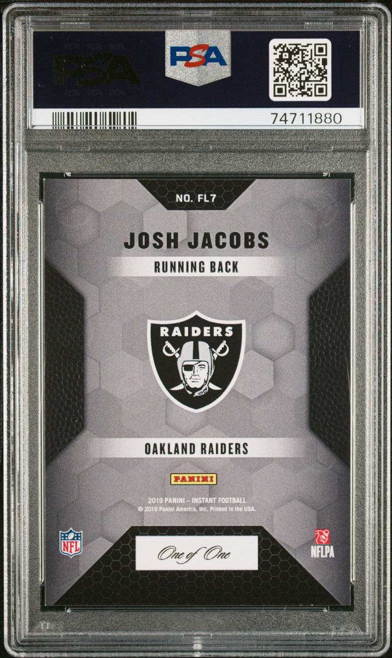 PSA 7 Josh Jacobs 2019 Panini Instant #FL7 First Look Black 1/1 Rookie Card Las Vegas Raiders