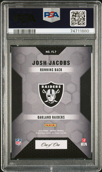 PSA 7 Josh Jacobs 2019 Panini Instant #FL7 First Look Black 1/1 Rookie Card