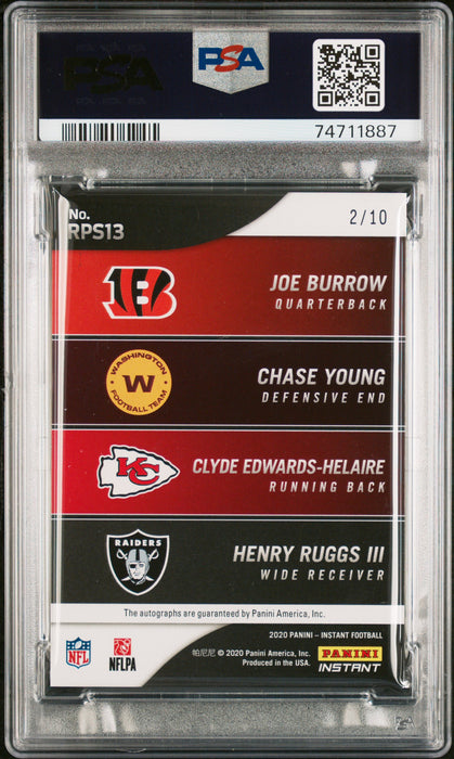 PSA 8 Joe Burrow/Young/Helaire/Ruggs Panini #RPS13 Rookie Prem. Auto Rookie Card