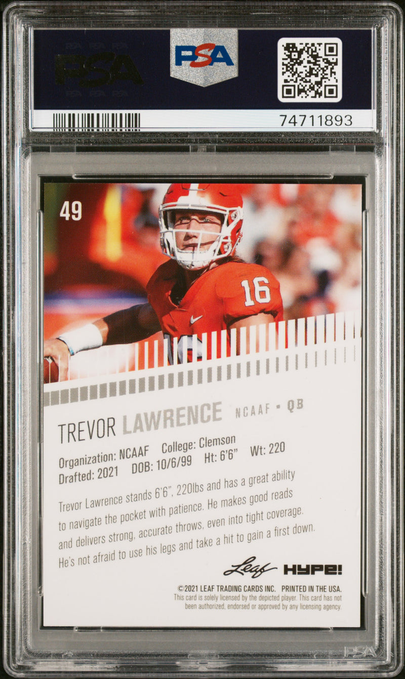 PSA 8 Trevor Lawrence 2021 Leaf Hype #49 Gold Shimmer 1/1 Rookie Card Jacksonville Jaguars