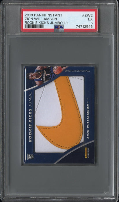 PSA 5 Zion Williamson 2019 Panini Instant #ZW2 Kicks Jumbo 1/1 Rookie Card