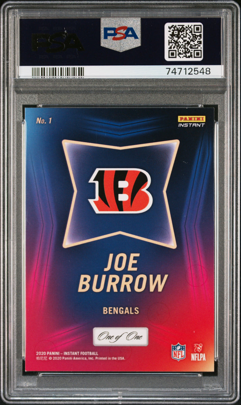 PSA 9 Joe Burrow 2020 Panini Instant #1 Draft Night Black 1/1 Rookie Card Cincinnati Bengals