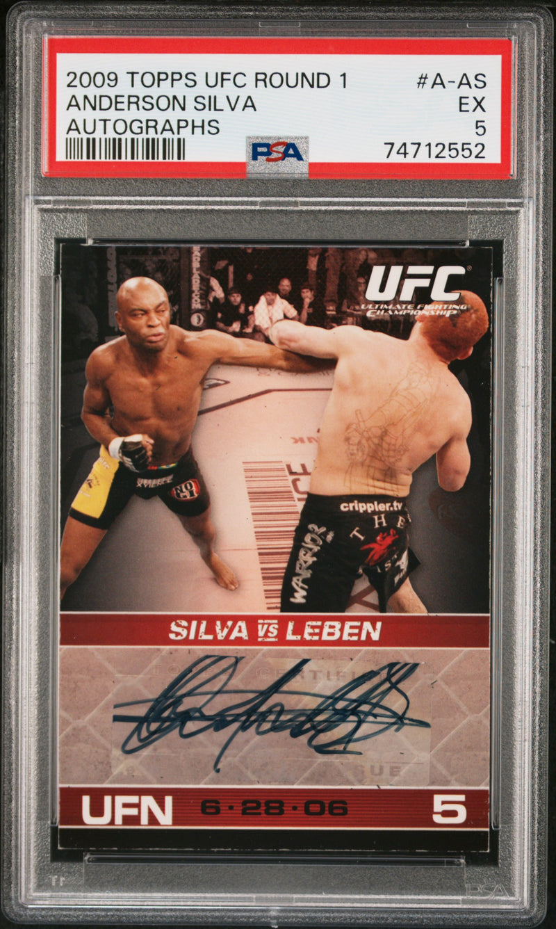 PSA 5 Anderson Silva 2009 Topps Round 1 UFC #A-AS Auto Rookie Card