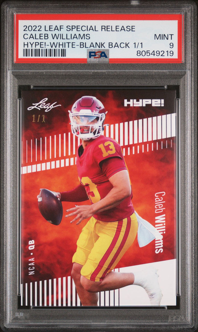 Caleb Williams PSA 9 2022 Leaf Hype! #96A White Blank Back 1/1 Rookie Card Chicago Bears