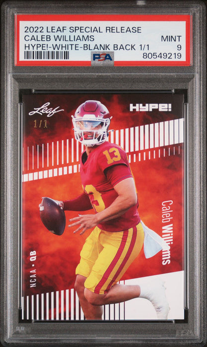 PSA 9 Caleb Williams 2022 Leaf Hype! #96A White Blank Back 1/1 Rookie Card