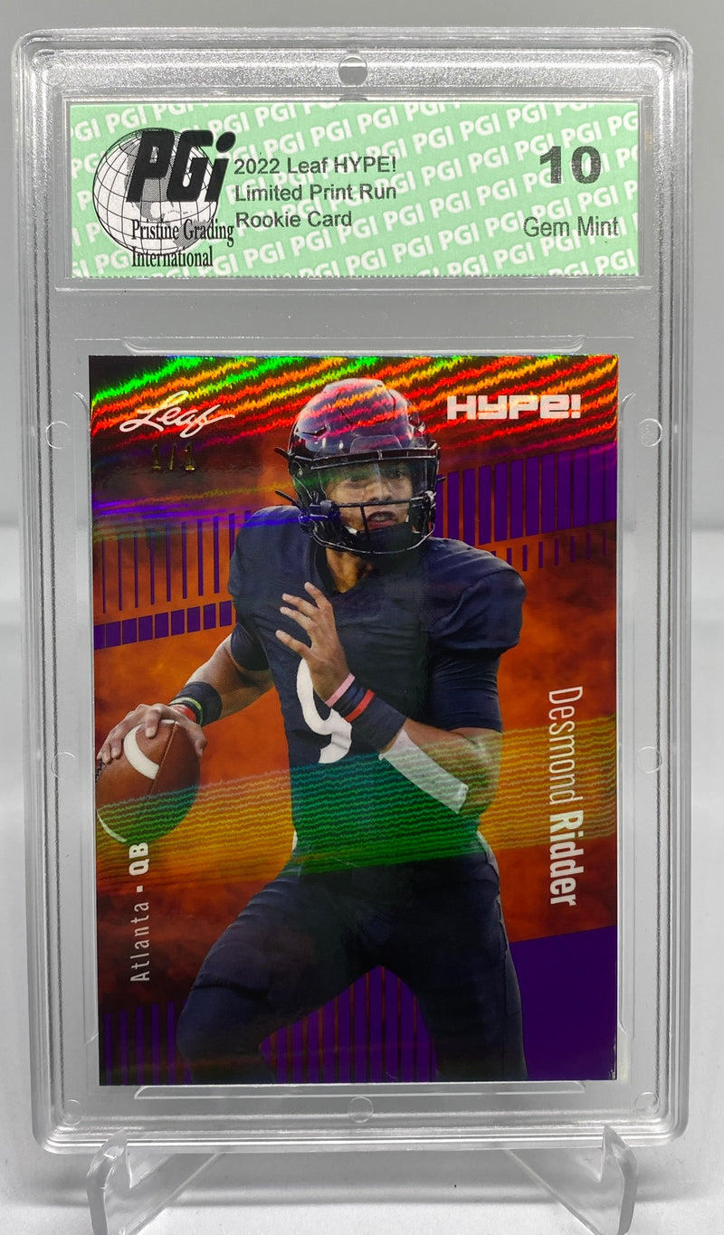 Desmond Ridder 2022 Leaf HYPE! #82 Purple Shimmer 1 of 1 Rookie Card PGI 10