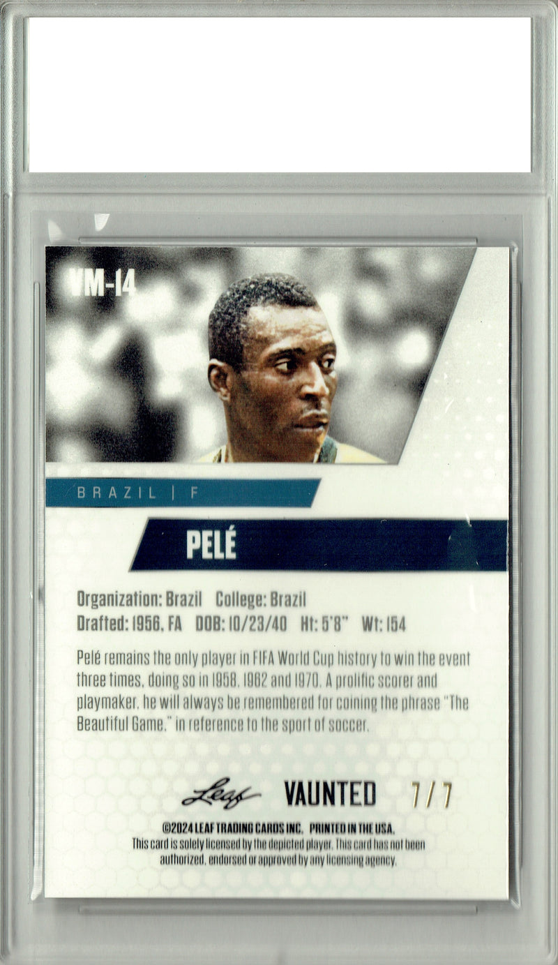 Pele 2024 Leaf Vaunted Metal #VM-14 Black 7 Made Rare Trading Card PGI 10
