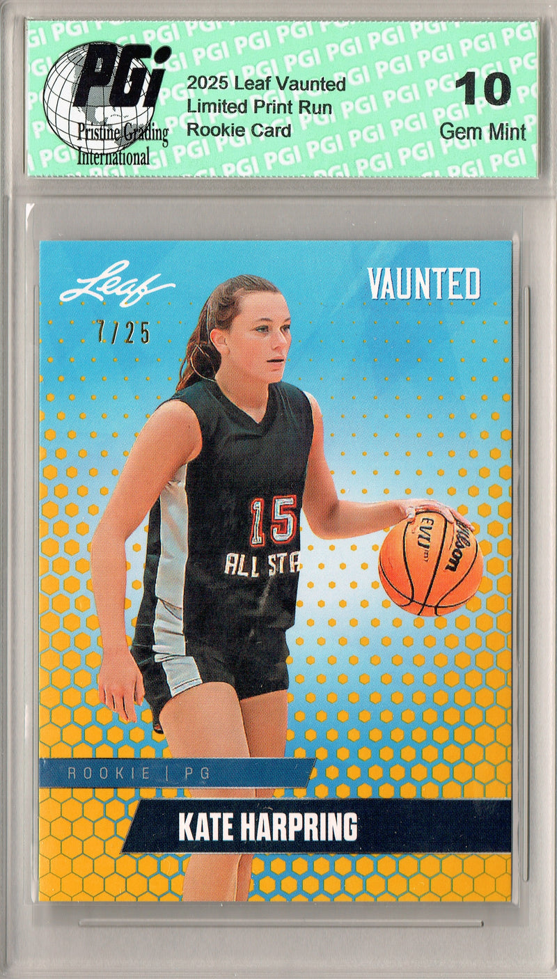 Kate Harpring 2025 Leaf Vaunted #V-04 Gold 25 Made Rookie Card PGI 10