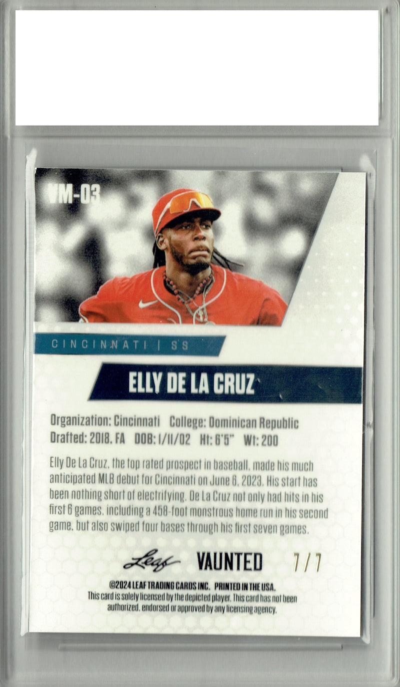 PGI 10 Elly De La Cruz 2024 Leaf Vaunted Metal #VM-03 Black 7 Made Rookie Card