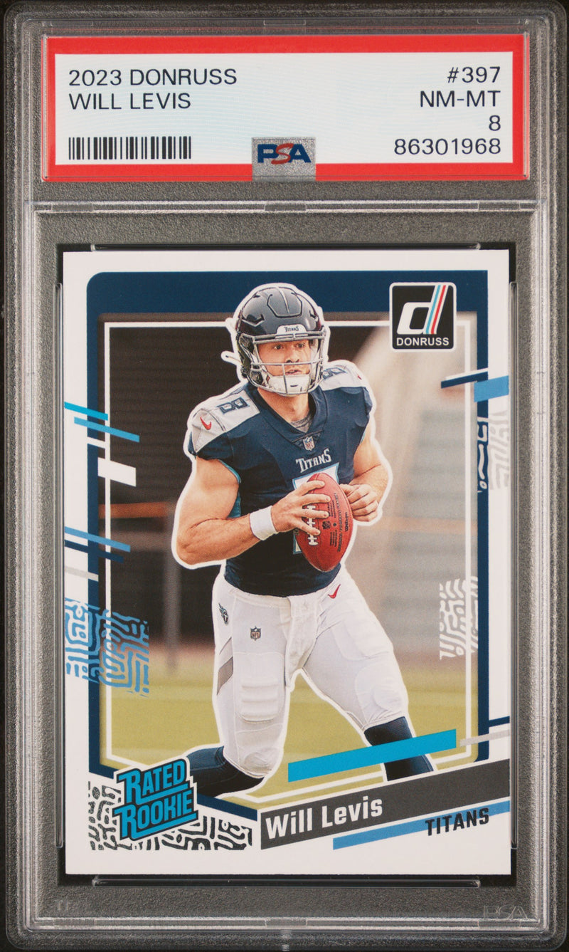 PSA 8 Will Levis 2023 Donruss Football #397 Rated Rookie Card Tennessee Titans