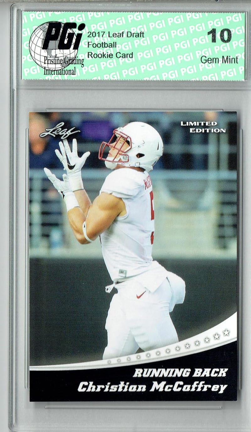 Christian McCaffrey Rookie Card PGI 10 Gem Mint Football Trading Card 2017 Leaf Draft #12