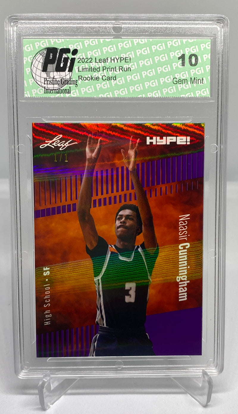 Naasir Cunningham 2022 Leaf HYPE! #73A Purple Shimmer 1 of 1 Rookie Card PGI 10
