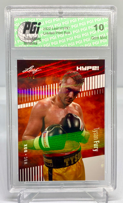 Tyson Fury 2022 Leaf HYPE! #93 White Shimmer 1 of 1 Trading Card PGI 10