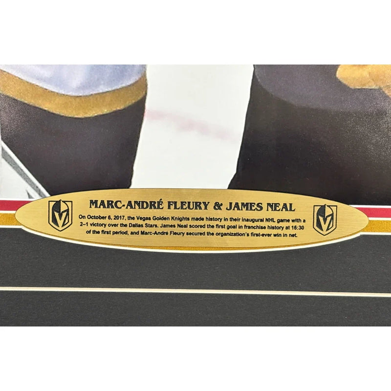 Marc-Andre Fleury James Neal Signed 1st Goal Win Vegas Golden Knights 16x20 Photo #D/15 Framed
