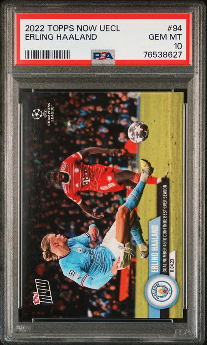 PSA 10 GEM-MT Erling Haaland 2022 Topps Now UECL #94 Rare Trading Card