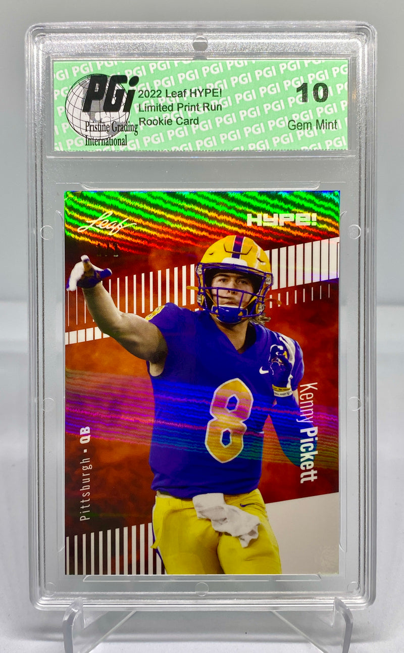 Kenny Pickett Rookie Card Pittsburgh PGI 10 Gem Mint Football Trading Card 2022 Leaf HYPE! #79 White Shimmer 1 of 1