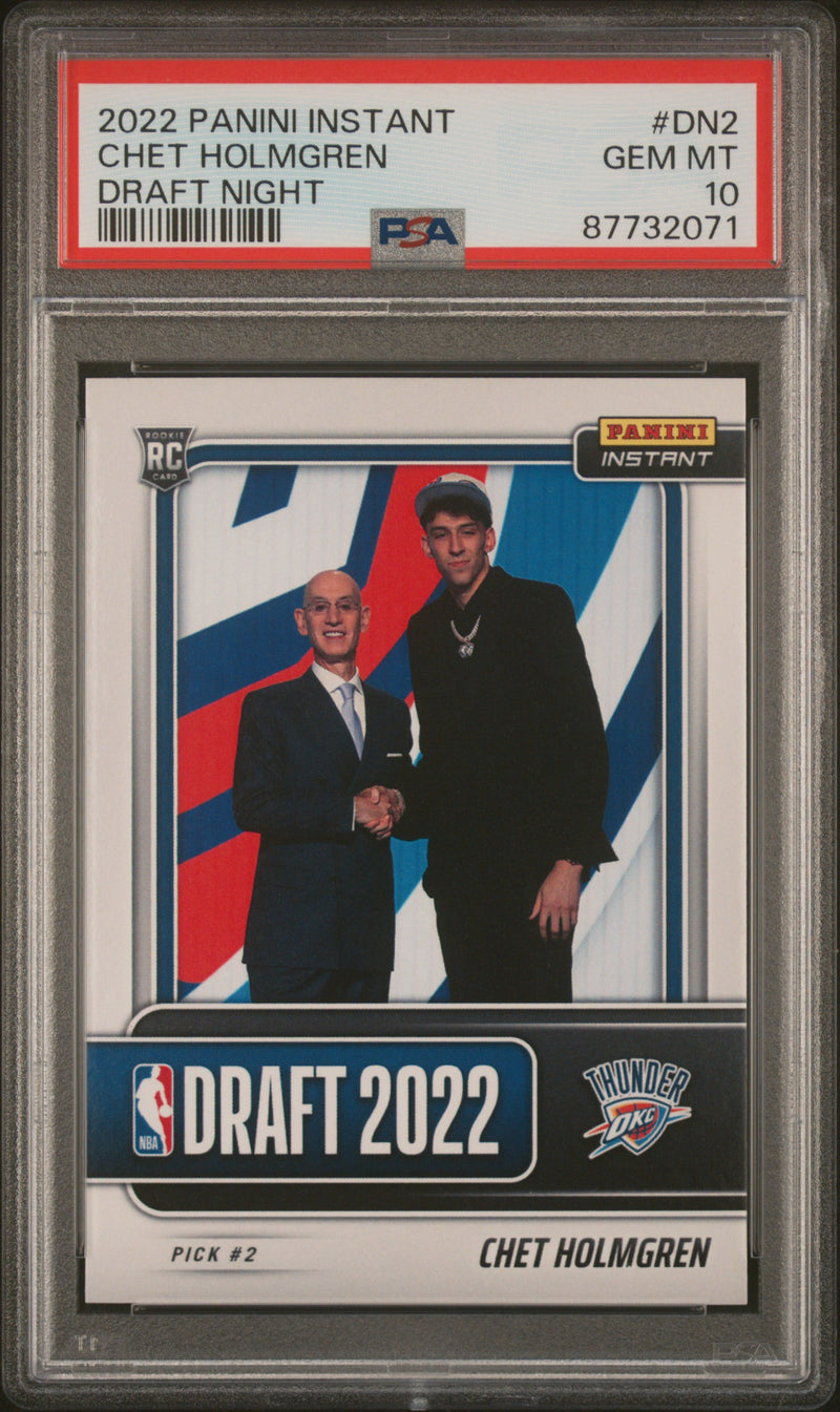 PSA 10 Chet Holmgren 2022 Panini Instant #DN2 Draft Night Thunder Rookie Card