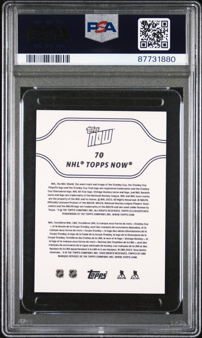 PSA 9 Connor Bedard 2023 Topps Now #70 Michigan Goal Rookie Card/Sticker Chicago