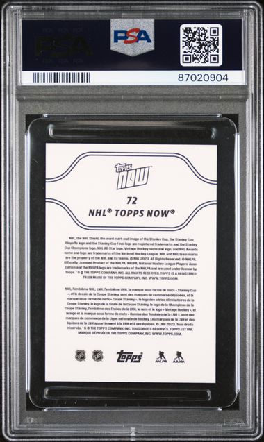 PSA 9 Connor Bedard 2023 Topps Now #72 OT Winner! Rookie Card/Sticker Blackhawks