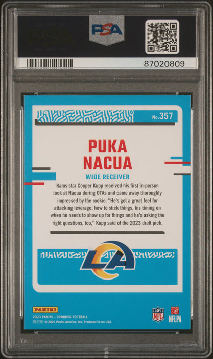 PSA 9 Puka Nacua 2023 Donruss Football #357 Los Angeles Rams Rookie Card