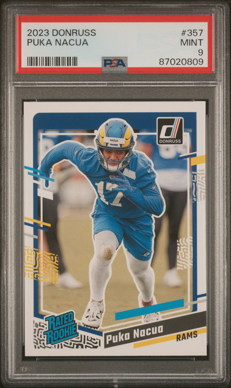 PSA 9 Puka Nacua 2023 Donruss Football #357 Los Angeles Rams Rookie Card
