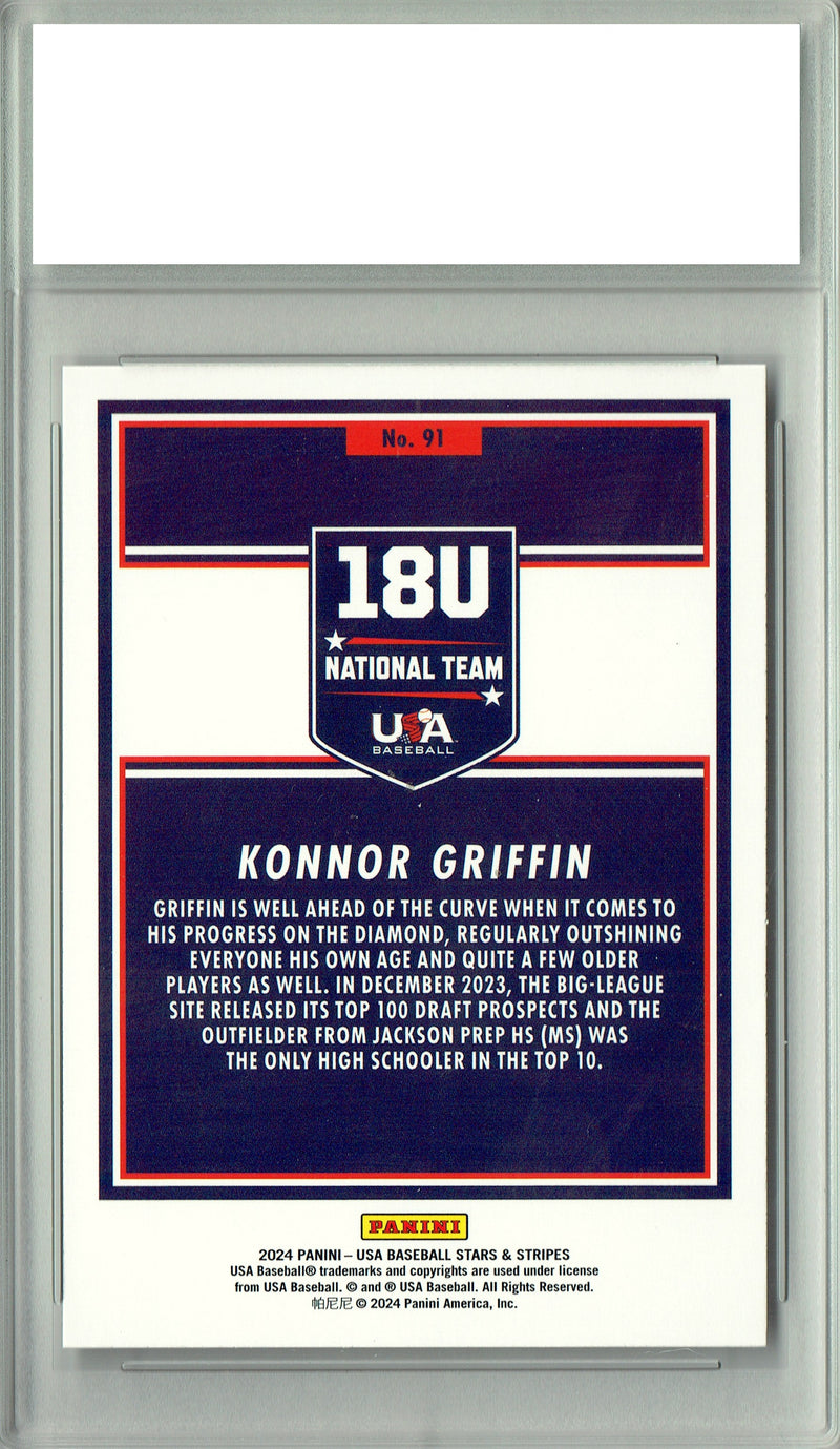 Certified Mint+ Konnor Griffin 2024 Panini #91 USA Stars & Stripes Rookie Card Pittsburgh Pirates
