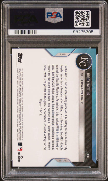 PSA 10 Bobby Witt Jr. 2022 Topps Now #956 Record Xtra Base Hits Rookie Card