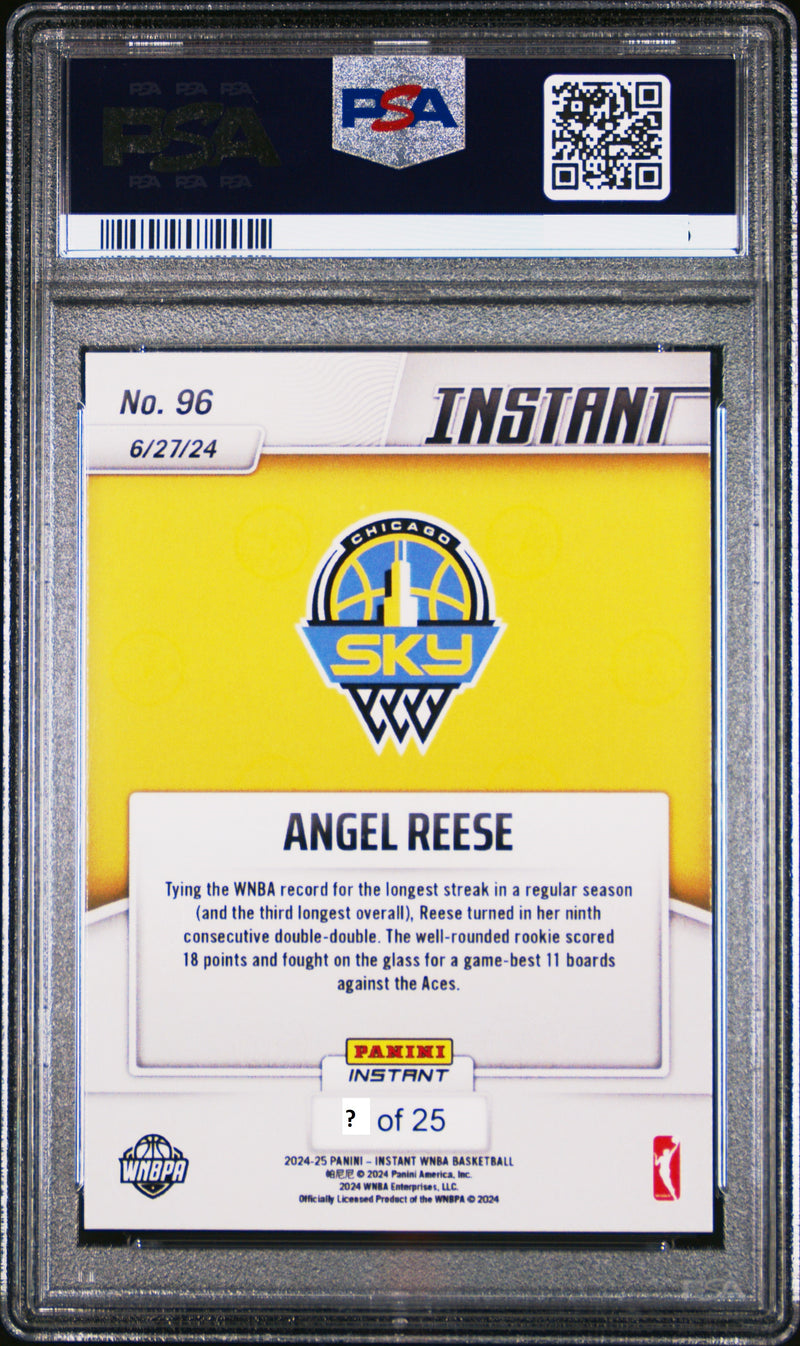 PSA 10 Angel Reese 2024 Panini Instant #96 Jungle SP Only 25 Made Rookie Card Chicago Sky