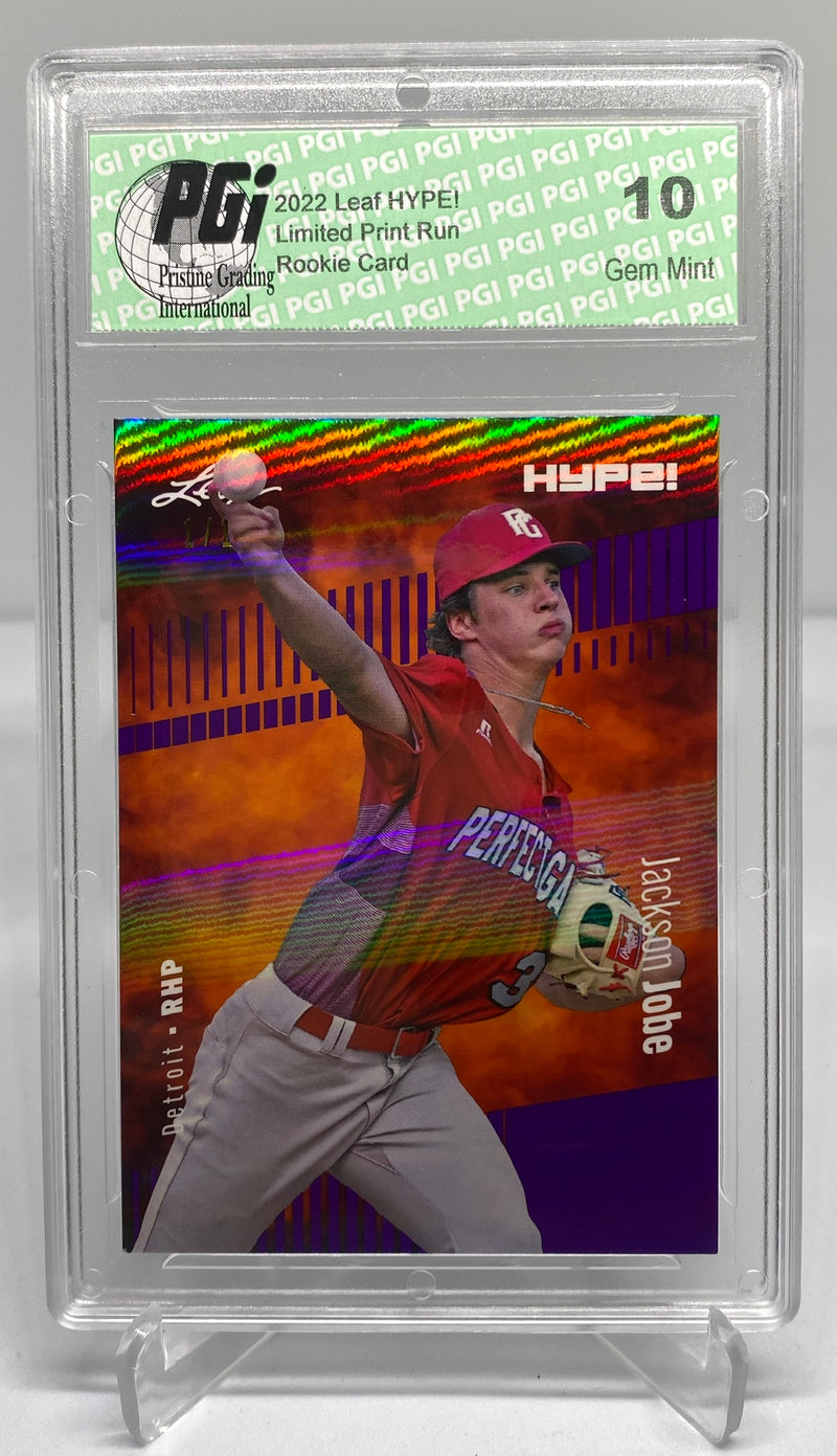 Jackson Jobe 2022 Leaf HYPE! #72 Purple Shimmer 1 of 1 Rookie Card PGI 10